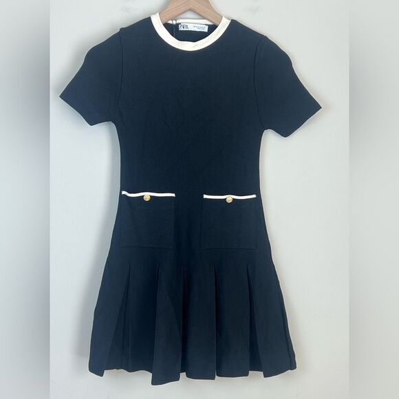 NWT Zara Pleated Mini Dress Preppy Old Money Size XS - Picture 1 of 12